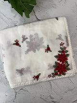 Soft Silky kota saree with cross stitch embroidery MS9831 - White to Red