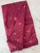 Glass tissue organza saree with embroidery MSF121 (1) DarkPink