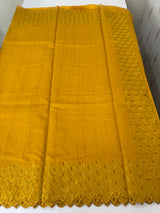 Crushed Matka Blended Tussar silk saree with cutwork borders MS4890 Mustard