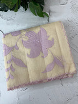 Moonga checks saree with Applique work  MSH160 - Cream & Lavender