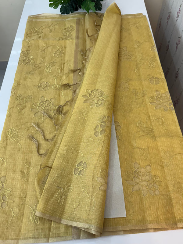 Kota Tissue Silk applique work saree MS49811 - DuskyYellow