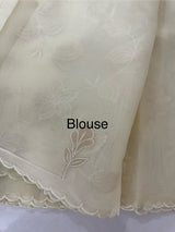 Viscose Organza saree with applique work-MSH238 Ivory
