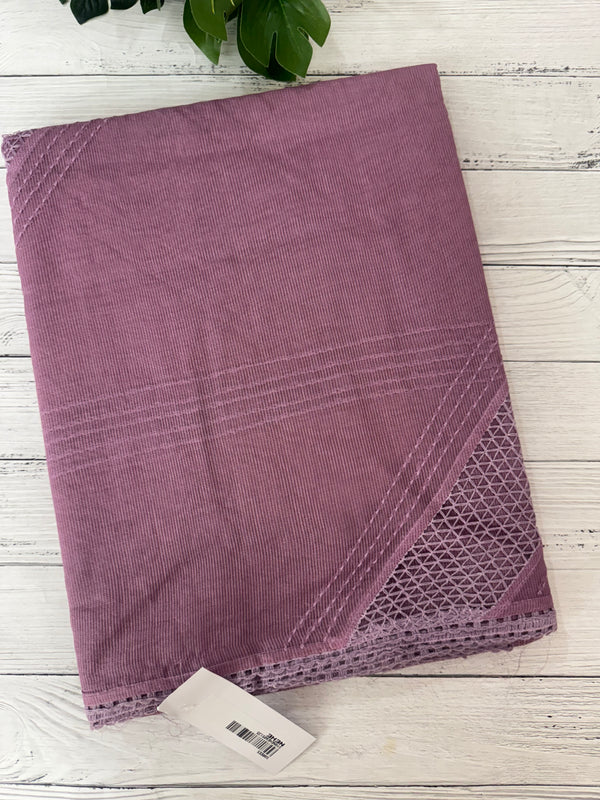 Supernet saree with crochet work and lace border MCJ5433 - MauvePink (Design - Diagonal Crochet)