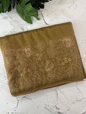 Glass tissue organza saree with embroidery MSF121 (2) Metallic Bronze