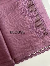 Pure tussar silk saree with cutwork - MTSS651 DARK MAUVE