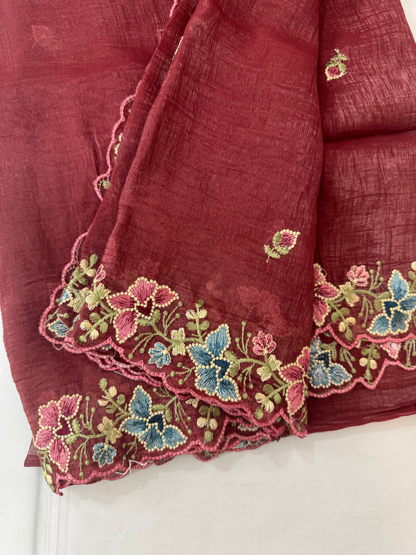 Crush chiffon georgette saree with embriodery borders SVVNYYY
