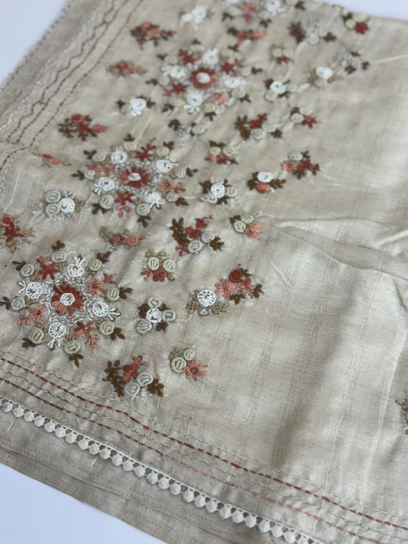 Kanta Handstitched Blended tussar silk saree MS90543