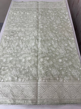 Premium Crush Organza saree with chikankari work- MCH378 PastelGreen