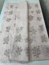 Soft kota silk saree with applique embroidery and scalloped border MS15231- PastelPink
