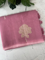 Kota Moonga checks saree with tissue applique work MMS431
