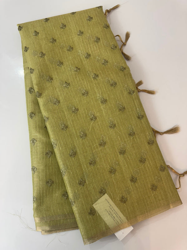 Tissue Silk embriodery saree MS49888- DuskyGreen