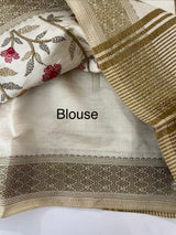Blended tussar silk saree with embroidery- MSH490
