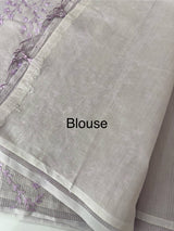 Moonga checks saree with embroidery MSH219 Lavender