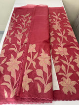 Semi organza saree with appliqué work - MSH906- DarkPink