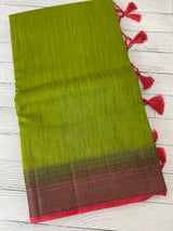 Jute silk sarees with contrast pallu & blouse MJL396