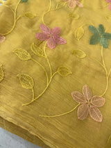 Windy Crush Organza saree with embroidery MS14764 Yellow