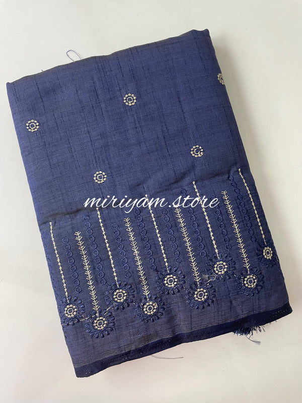 Semi tussar embroidery saree MTS896 NavyBlue