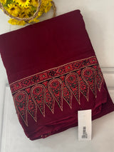 Pure Ajrakh Georgette saree MGS76- Maroon