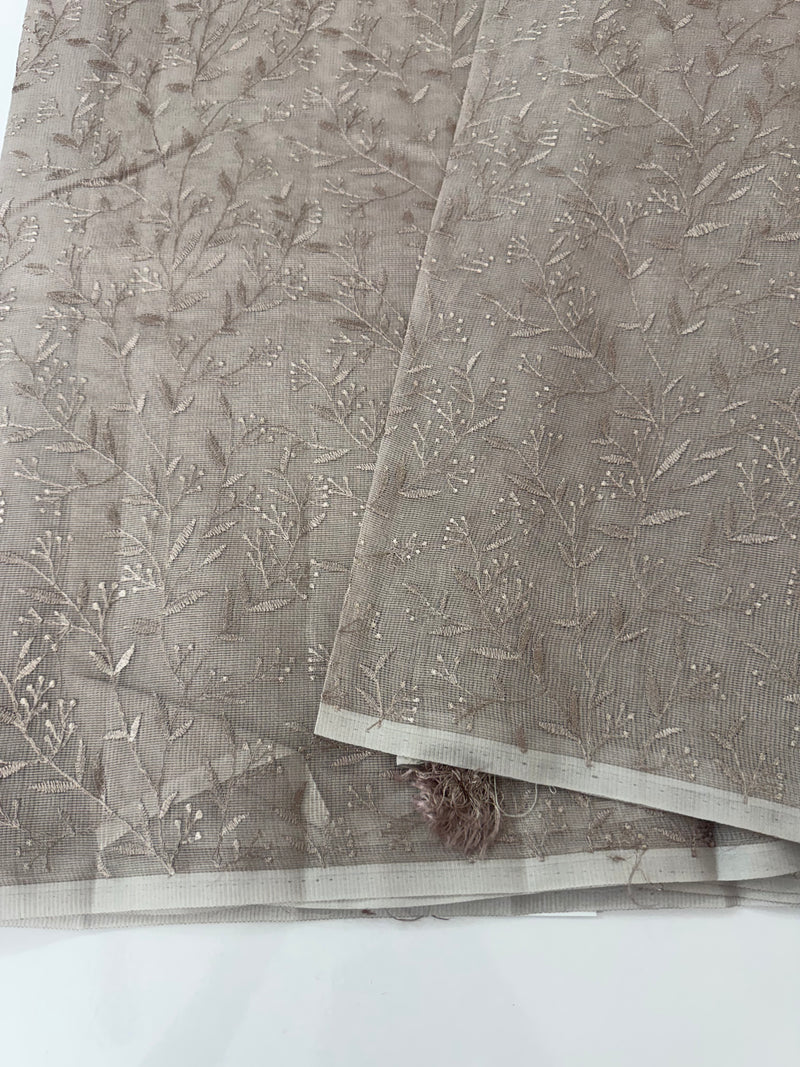 Supernet embriodery saree MS7854 - Pastel NudeBrown