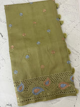 Cutwork Blended tussar saree MSH228 DustyGreen