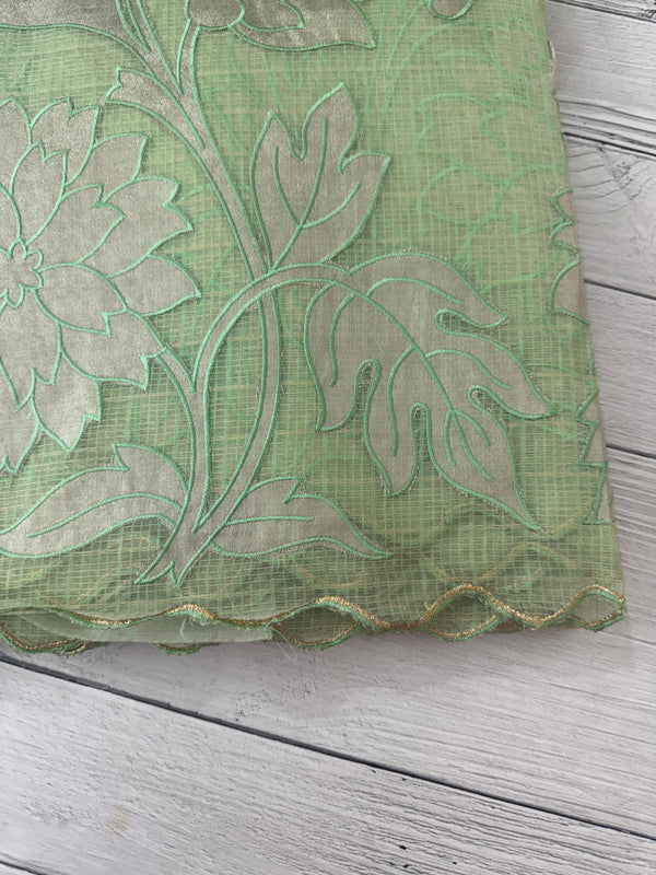 NetKota saree with tissue applique work MS15145 - PastelGreen