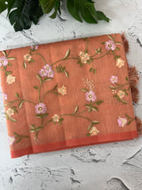 Kota Supernet embriodery saree SHSNYNM- Peach