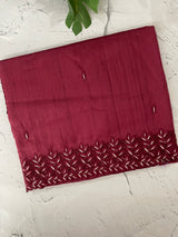 Semi tussar saree with cutwork MSHK566 Cranberry