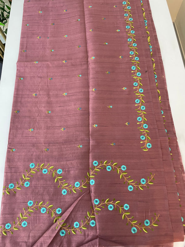 Blended tussar silk saree with embroidery SNFNRCY FadedWine