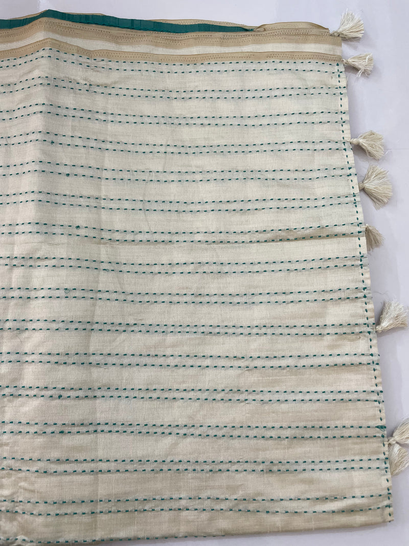 Blended tussar saree with kanta embriodery and appliqué work- MBTS99