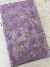 Glassy tissue organza saree with embroidery FKSF788 Lavender
