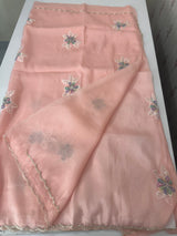 Soft crush Organza saree with applique work MBS679 - PeachPink