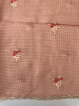 Unstitched Silky Kota Set with embroidery- MK66 Peach