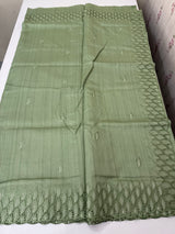 Semi tussar saree with cutwork MSHK566 DustyGreen