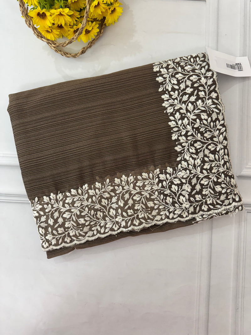 Chiffon Georgette saree with embriodery border - SRDIRR