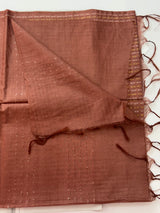 Semi tussar saree with thread work SBHMSH CinnamonBrown