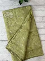 Soft kota silk saree with embriodery and organza applique work  MS14509- Green