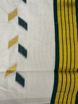 Handloom finish Kerala cotton saree- BottleGreen