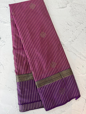 Checks Semi kanchi silk saree with blouse MBS7859