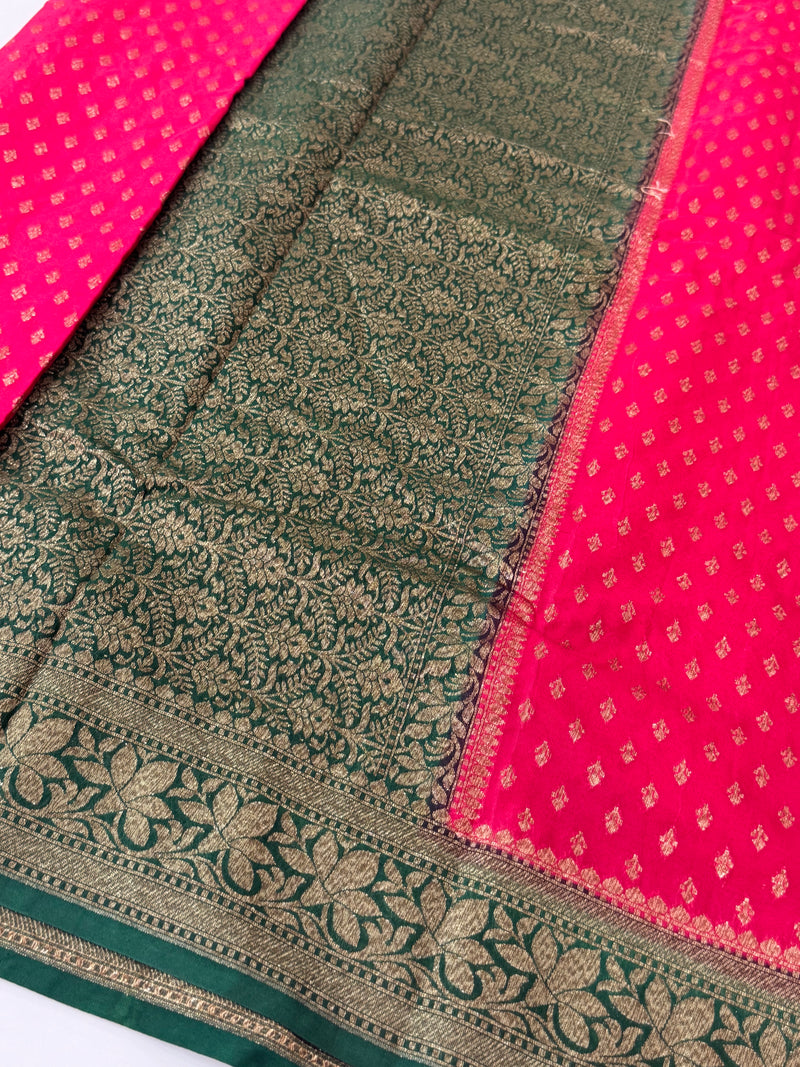 Banarasi viscose Georgette saree MKGS611 - Pink to Green