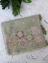 Soft Kota tissue silk saree with embriodery work MS49887 Pastel DuskyGreen