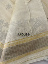 Blended tussar silk saree with embroidery- MSH490