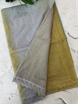 Rainbow Mul chanderi saree with lace borders- MSF9054