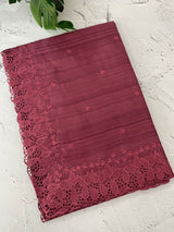Blended tussar saree with cutwork -MSHK678 Burgundy