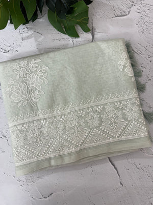 Kota silk saree with chikankari work  MSK334 Pastel MintGreen