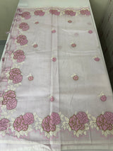 Supernet saree with cross stitch embroidery MSH116- Lavender