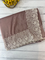 Crush Organza embroidery saree MS9739- DuskyNudeMauve