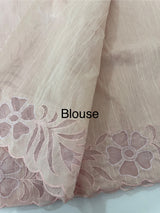 Khadi supernet applique work saree  MSH167 PastelPink