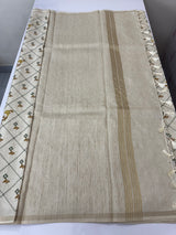 Blended soft tussar silk saree MS90577- Beige