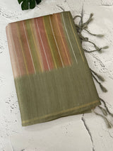 Multi color Semi soft silk saree with borders MSS590