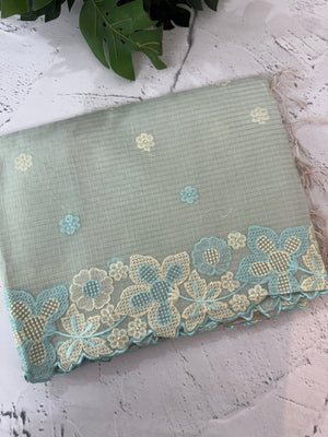 Soft Tissue kota embroidery saree MSK4660 PastelAquaBlue